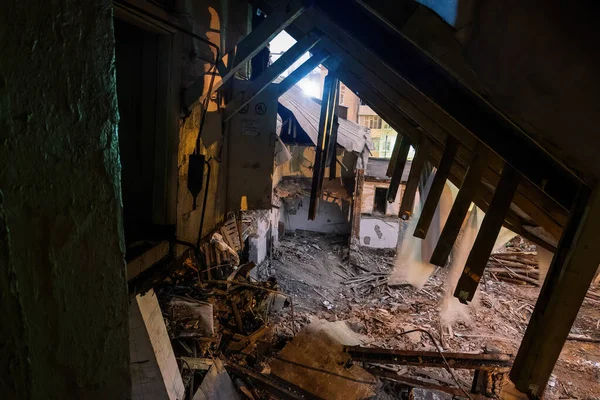 Ruined Factory Interior Consequences Disaster War Demolition — Stock Photo, Image