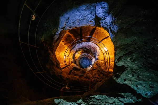 Old Ancient Spiral Staircase Well Tik Kuyu Chufut Kale Bakhchisaray — Stock Photo, Image