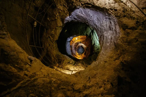 Old Ancient Spiral Staircase Well Tik Kuyu Chufut Kale Bakhchisaray — Stock Photo, Image