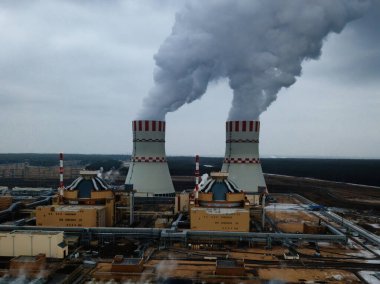 Nükleer enerji santrali, hava manzarası..