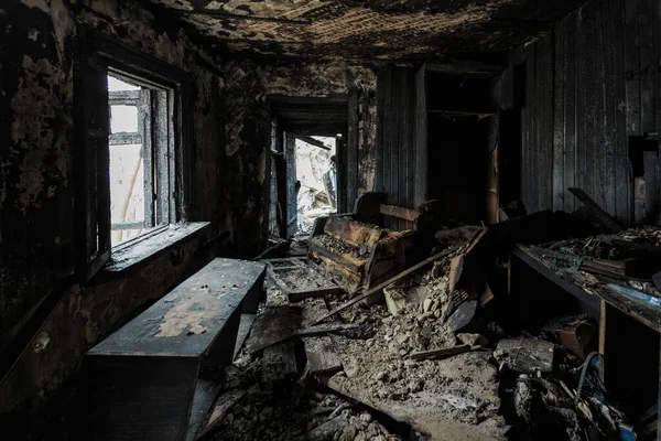 Abgebranntes Altes Haus Folgen Von Bränden — Stockfoto
