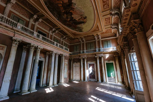 Old ruined abandoned historical mansion, inside view.