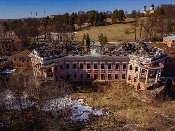 Antigua Mansión Abandonada Otrada Semenovskoye Región Moscú Rusia Vista Aérea — Foto de Stock