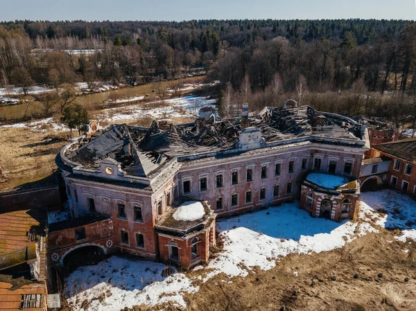 Antigua Mansión Abandonada Otrada Semenovskoye Región Moscú Rusia Vista Aérea — Foto de Stock
