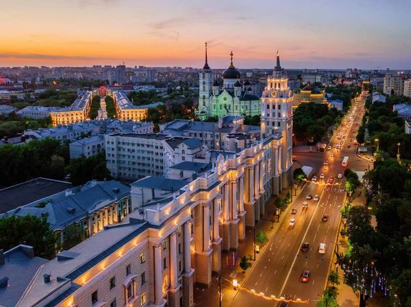 Καλοκαίρι Νύχτα Voronezh Αστικό Τοπίο Καθεδρικός Ναός Ευαγγελισμού Και Πύργος — Φωτογραφία Αρχείου