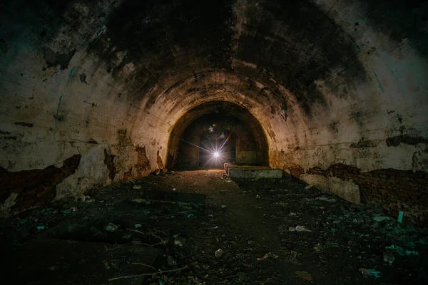 Gran Túnel Ladrillo Rojo Subterráneo Histórico Antiguo — Foto de Stock