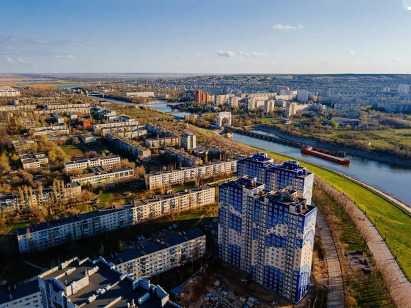 Volga Don Shipping Canal Volgograd Flygbild — Stockfoto