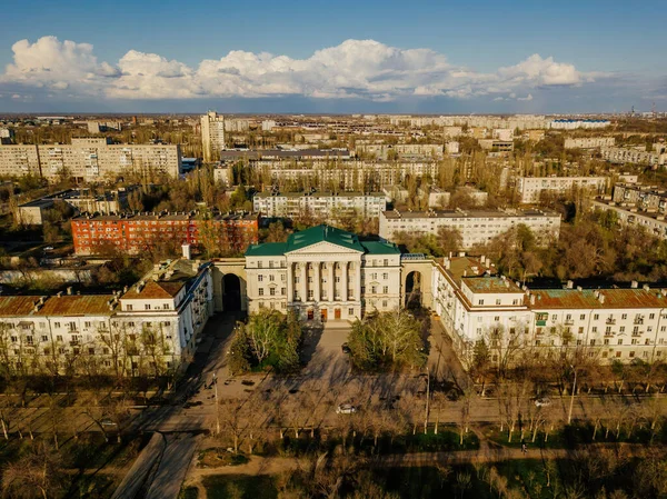 Spring Volgograd Cityscape Letecký Pohled Dronu — Stock fotografie