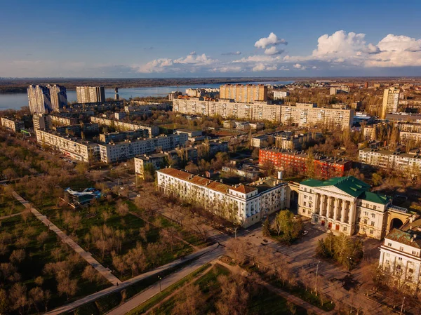 Spring Volgograd Cityscape Air View Drone — стокове фото