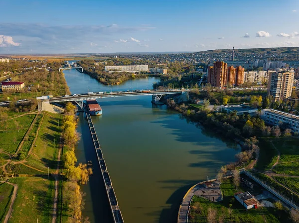 Volga Don Hajózási Csatorna Volgogradban Légi Felvétel — Stock Fotó