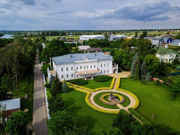 Museum-estate of D. Venevitinov, Novozhivotinnoye village, Voronezh Region, Russia, aerial view,