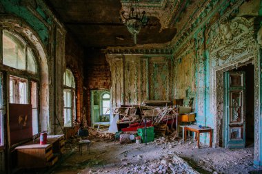 Eski unutulmuş tarihi konak. Eski Philipov malikanesi, Moskova bölgesi.