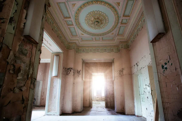 Old abandoned forgotten historical mansion. Former Philipov manor, Moscow region.