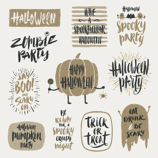 Halloween-Vektorillustration. Set handgezeichneter Pinsel-Kalligrafie für Halloween-Gruß, Einladung oder Poster. — Stockvektor