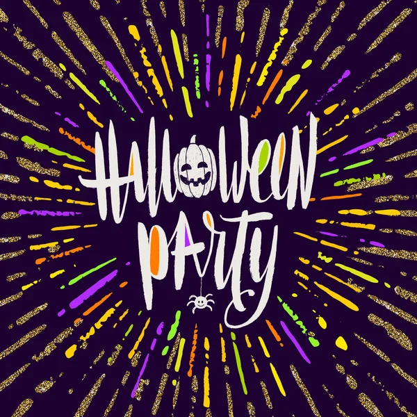 Halloween party - kaligrafia wyciągnąć rękę. Ilustracja wektorowa. Holiday plakat lub karty z pozdrowieniami. — Wektor stockowy