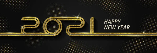 2021 Nuovo Anno Logo Design Saluto Con Glitter Numero Oro — Vettoriale Stock