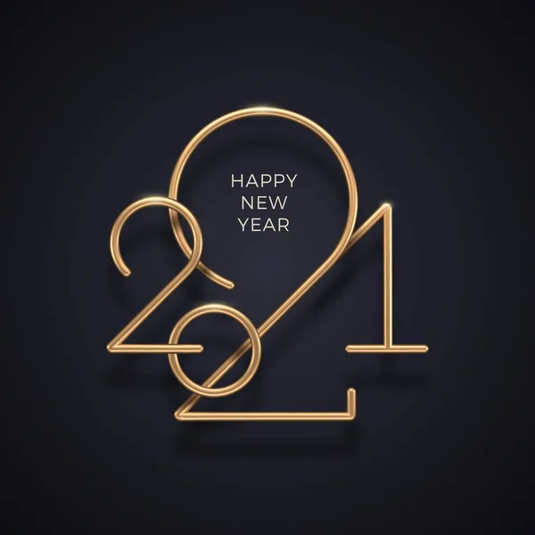 Логотип Нового 2021 Года Золота Черном Фоне Новогодняя Открытка Дизайн — стоковый вектор