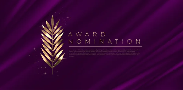 Номинация Премию Шаблон Дизайна Золотая Ветка Фиолетовом Фоне Наградной Знак — стоковый вектор