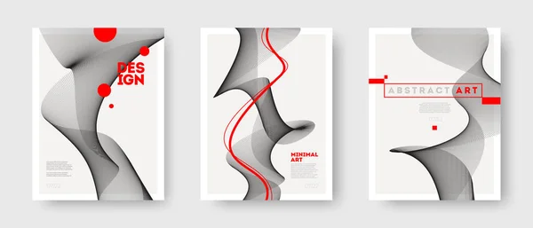 Conjunto Fondo Futurista Abstracto Carteles Con Formas Onda Fluida Diseño — Vector de stock