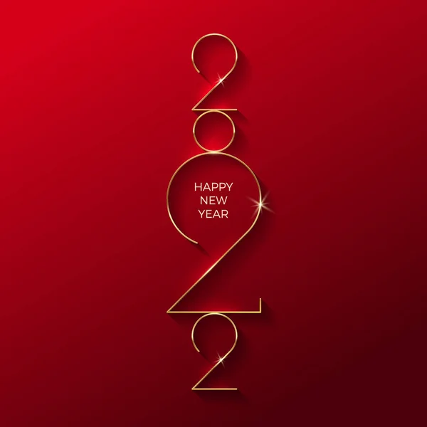 Golden 2022 New Year Logo Holiday Greeting Card Vector Illustration — Stock Vector