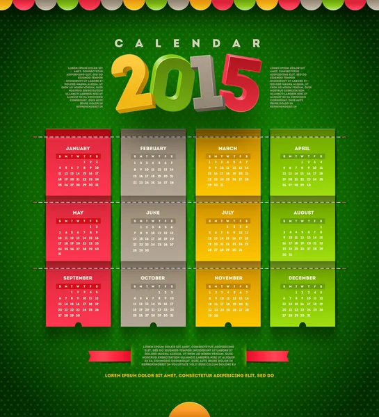 Modello vettoriale - calendario del 2015 — Vettoriale Stock