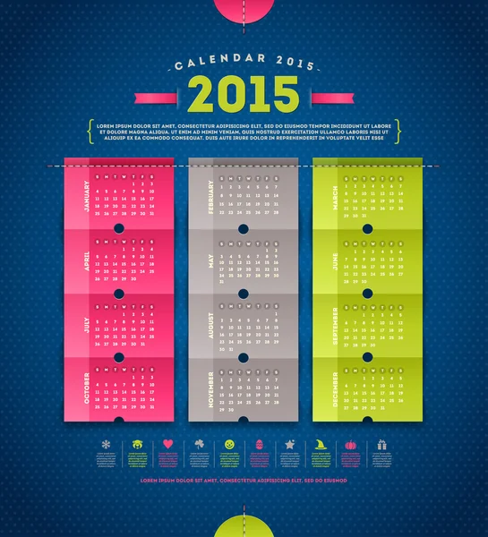 Calendario 2015 - plantilla de diseño vectorial con elementos de papel — Archivo Imágenes Vectoriales