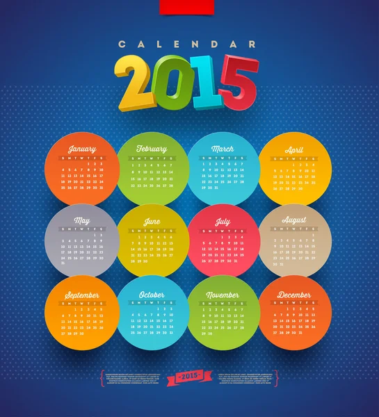 Calendario 2015 plantilla vectorial — Vector de stock