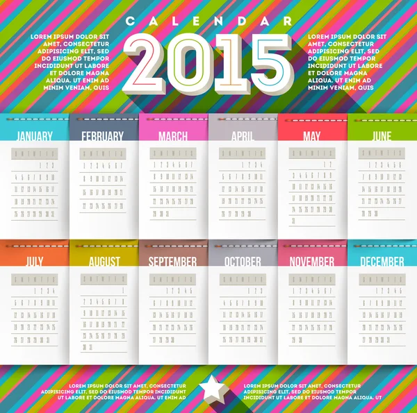 Vector abstract multicolored calendar of 2015 — Stock Vector