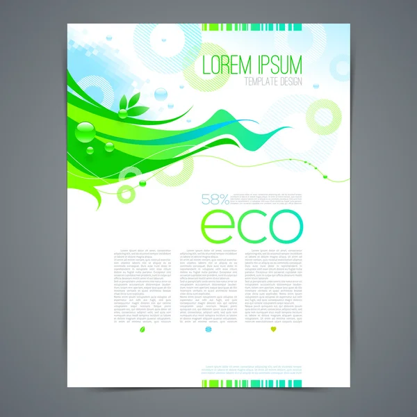 Vektor eco sablon oldal design zöld absztrakt alakzattal — Stock Vector