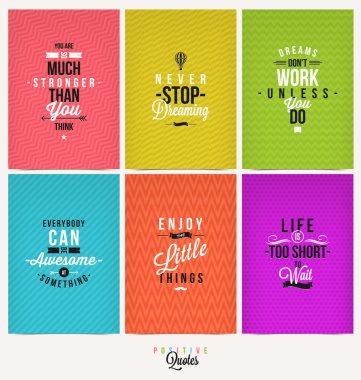 Set of Positive Quote Typographical Background - vector design