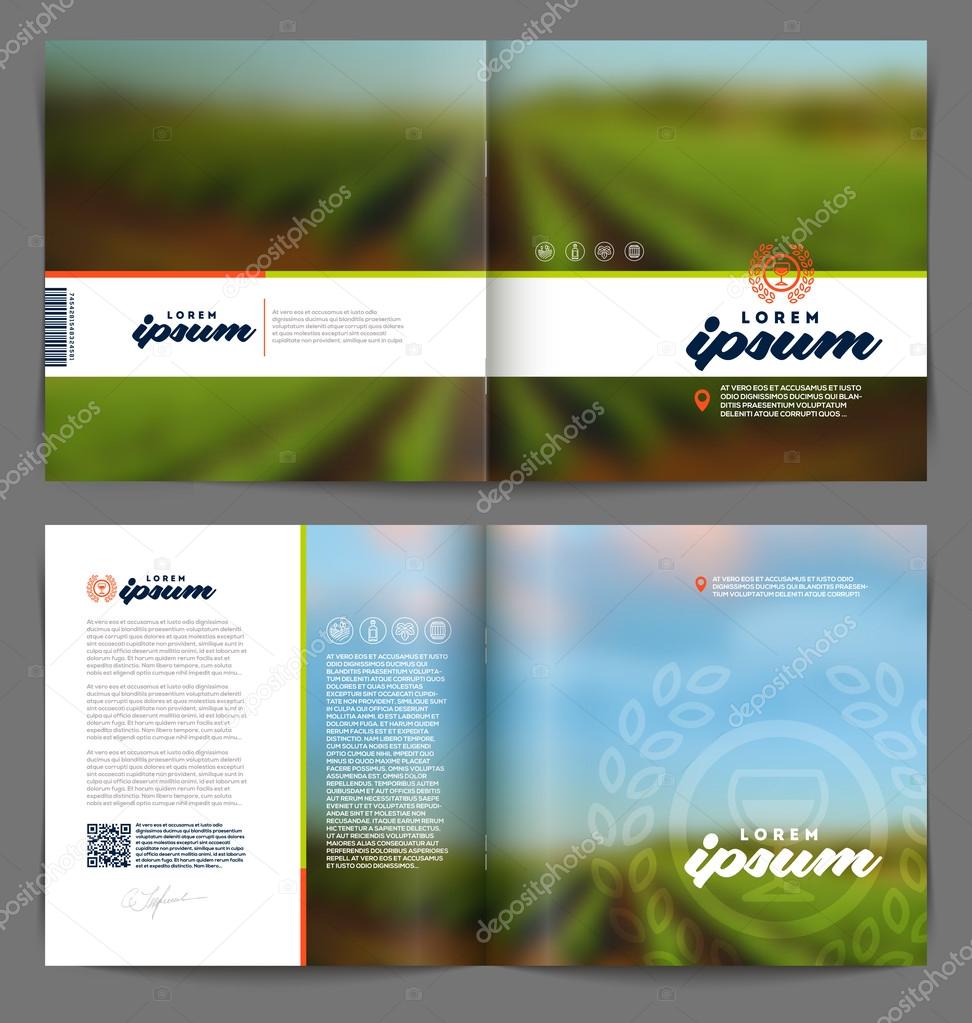 Vector template booklet page design - Wine and winemaking