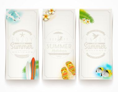 Seyahat ve tatil vektör banner tipi tasarım Amblemler