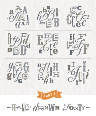 Vector set of Hand drawn different fonts for a headlines - Part one clipart