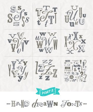 Vector set of Hand drawn different fonts for a headlines - Part three clipart