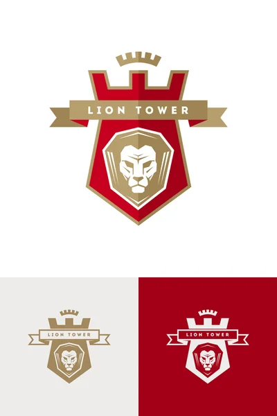 Emblema vectorial con cabeza de león — Vector de stock