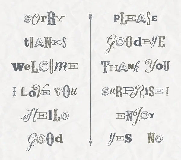 Conjunto de vectores - frases y palabras dibujadas a mano — Archivo Imágenes Vectoriales