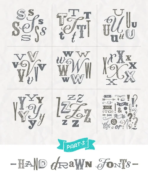 Vector set of Hand drawn different fonts for a headlines - Part three — Stock Vector