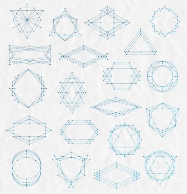 Vektör hat ayarla sanat hipster çerçeveler buruşuk kağıt arka plan üzerinde