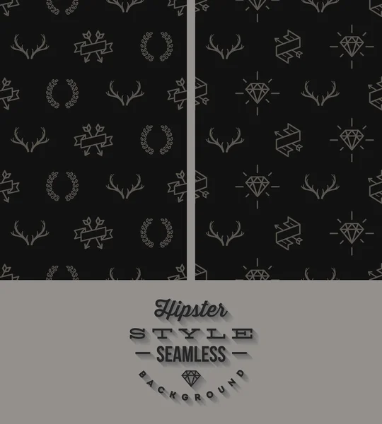 Illustration vectorielle - deux arrière-plan sans couture de style hipster noir — Image vectorielle
