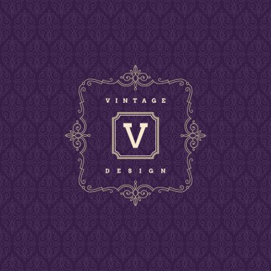 Monogram logo şablonu ile kaligrafi zarif süsleme elemanları gelişir. Kimlik tasarımı için mağaza ya da kafe, dükkan, Restoran, butik, otel, moda ve etc.