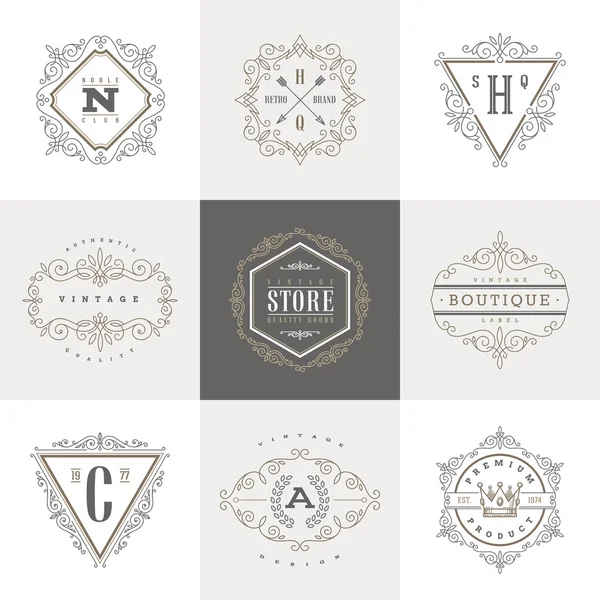 Monogram logo template with flourishes calligraphic elegant ornament elements. Identity design with letter for cafe, shop, store, restaurant, boutique, hotel, heraldic, fashion and etc. — Stock Vector