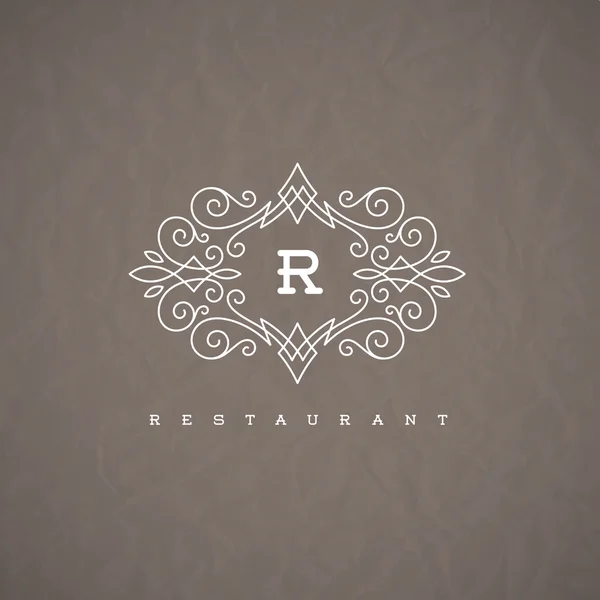 Modèle de logo monogramme avec des éléments d'ornement élégants calligraphiques florissants. Identité design avec lettre pour restaurant ou café, boutique, magasin, boutique, hôtel, héraldique, mode et etc. . — Image vectorielle