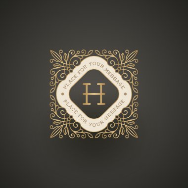 Monogram logo şablonu ile kaligrafi zarif süsleme elemanları gelişir. Kimlik tasarımı kafe, dükkan, mağaza, Restoran, butik, otel, Hanedan, mektup ile moda ve vb.