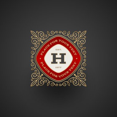 Monogram logo şablonu ile kaligrafi zarif süsleme elemanları gelişir. Kimlik tasarımı kafe, dükkan, mağaza, Restoran, butik, otel, Hanedan, mektup ile moda ve vb.