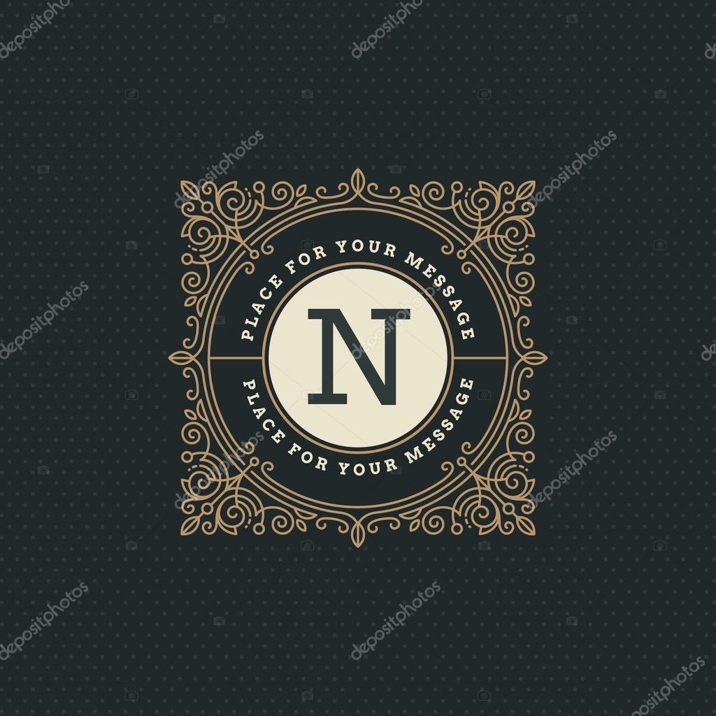 Monogram logo template with flourishes calligraphic elegant ornament elements. Identity design with letter for cafe, shop, store, restaurant, boutique, hotel, heraldic, fashion and etc.