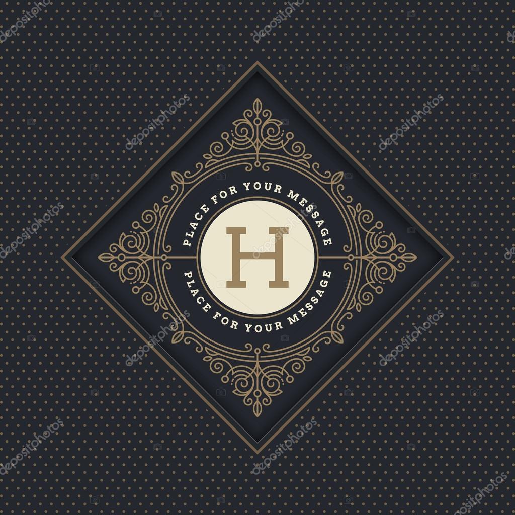 Monogram logo template with flourishes calligraphic elegant ornament elements. Identity design with letter for cafe, shop, store, restaurant, boutique, hotel, heraldic, fashion and etc.