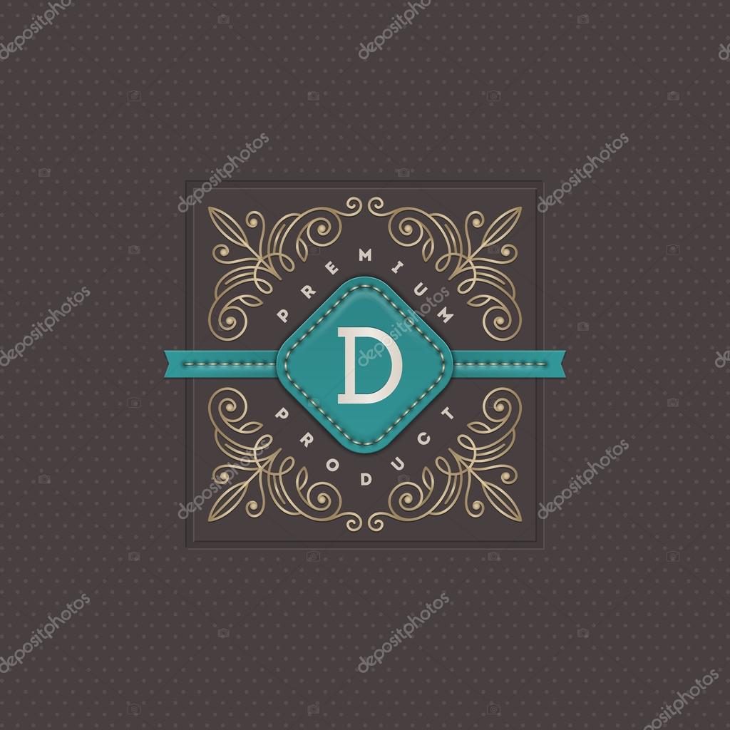 Monogram logo template with flourishes calligraphic elegant ornament elements. Identity design with letter for cafe, shop, store, restaurant, boutique, hotel, heraldic, fashion and etc.