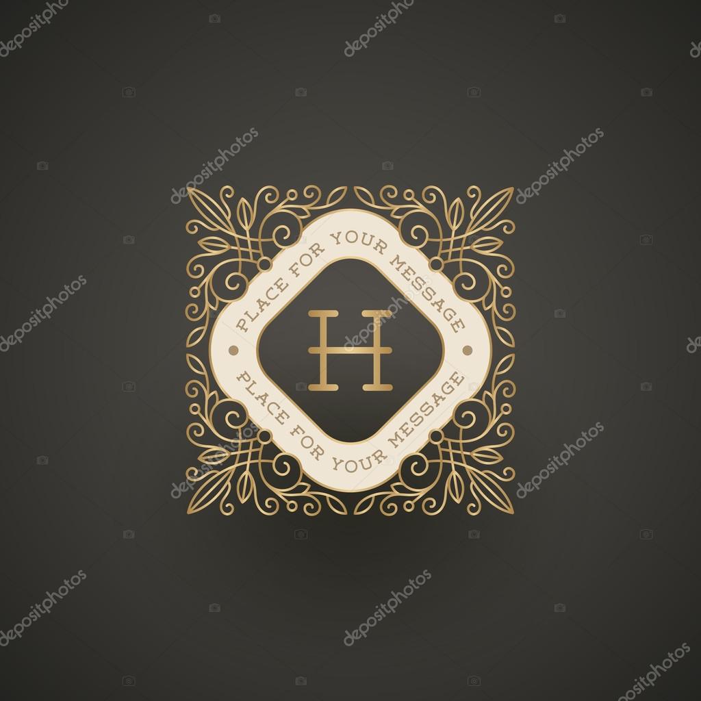 Monogram logo template with flourishes calligraphic elegant ornament elements. Identity design with letter for cafe, shop, store, restaurant, boutique, hotel, heraldic, fashion and etc.