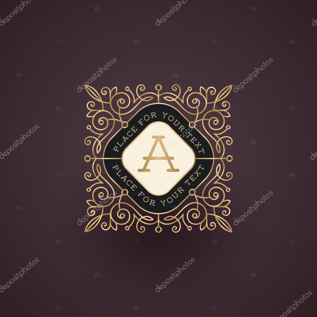 Monogram logo template with flourishes calligraphic elegant ornament elements. Identity design with letter for cafe, shop, store, restaurant, boutique, hotel, heraldic, fashion and etc.