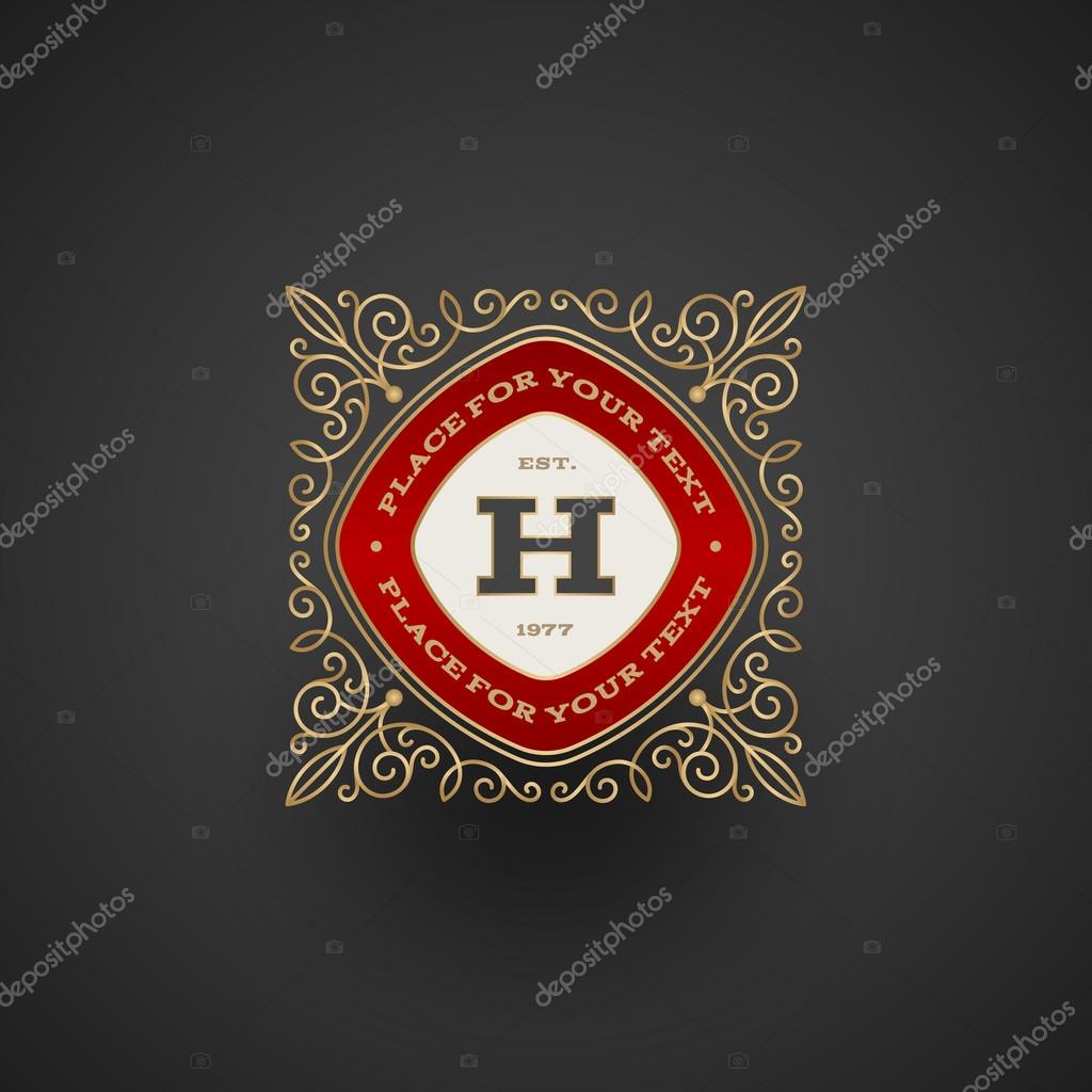 Monogram logo template with flourishes calligraphic elegant ornament elements. Identity design with letter for cafe, shop, store, restaurant, boutique, hotel, heraldic, fashion and etc.